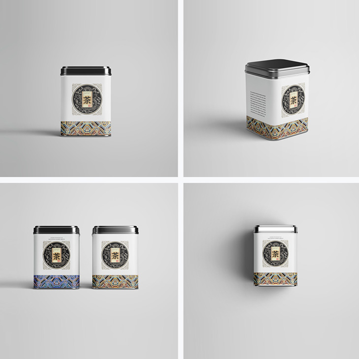 高档茶叶品牌包装盒/袋/罐/瓶logo标贴展示vi智能贴图样机psd素材